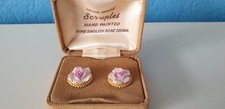 SCRUPLES HAND PAINTED STERLING SILVER FINE ENGLISH BONE CHINA EARRINGS