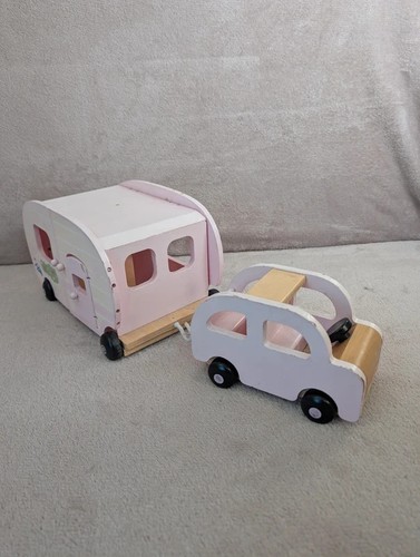 Asda wooden toy car caravan - wooden,