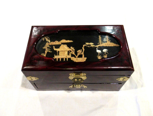 Asian inlaid jewelry box with