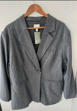 Ladies H&M Pinstripe Grey Oversized Blazer Size XXL uk 18/20 Gorgeous 
