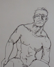 Male Nude Ink Drawing Original