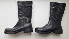 ECCO girls UK 2 EU 34 BLACK leather tall insulated winter boots zip water resist