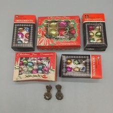 5 Packs Vintage Multicoloured Glass Christmas Tree Baubles and Candle Hold Pair