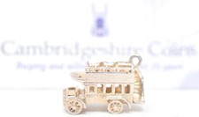 Vintage Silver OLD FASHIONED DOUBLE DECKER BUS Charm Pendant Jewellery Gift