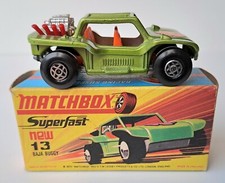 MATCHBOX LESNEY VINTAGE SUPERFAST 13 BAJA BUGGY, GREEN, RED EXHAUSTS, MINT/BOXED