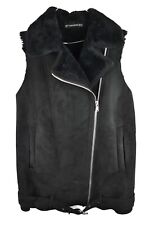 ZARA TRAFALUC Black Faux Suede Gilet size XS-S Womens Lined Casual Outdoors