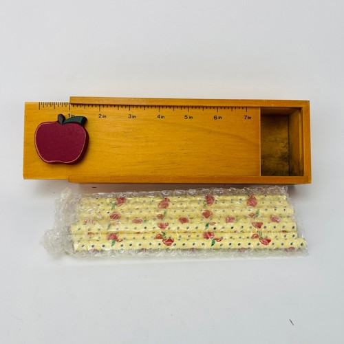 Wood apple sliding top pencil - apple,
