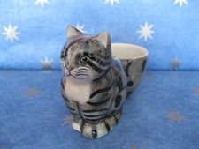 Quail Pottery Grey Tabby Cat