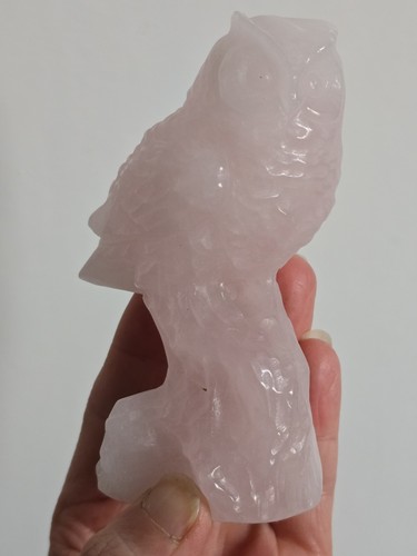 245g rose quartz - rose, owl