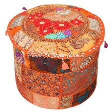 Indian Patchwork Pouf Ottoman