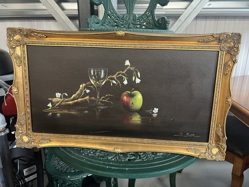 Gilt framed oil canvas of - gilt,