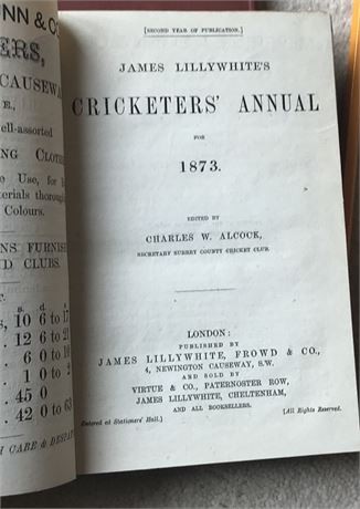 Lillywhite annual for - annual, 1873