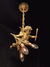 Antique Vtg Cherub Putti Light