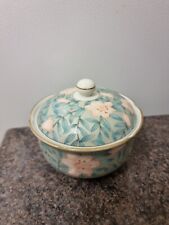 Vintage Otagiri Japan Trinket Box Round with Lid Serenade Pink Lilies Porcelain