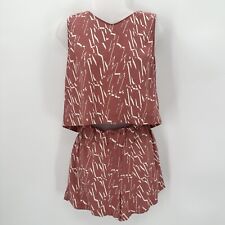 LUSH CLOTHING 2 PC Set Shorts & Top S Womens Terracotta Pink Print Rayon Linen