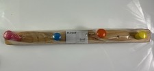 Ikea FLISAT Knob Wall Rack Natural Wood 4 Colorful Pegs 18" New