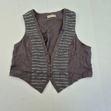 M&S Waistcoat 14 Grey Women's 100% Cotton Indigo Collection Sequin Vest