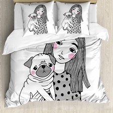 Pug Duvet Cover Girl Holding