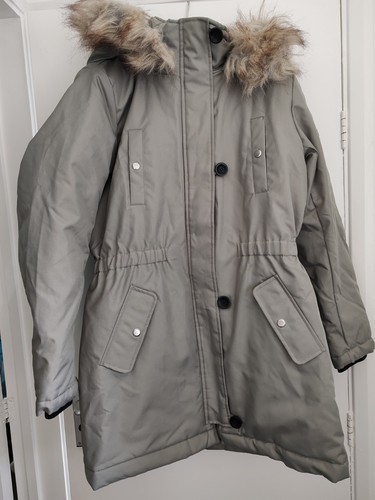 Khaki green hooded parka - khaki,