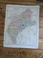 100% ORIGINAL CUMBERLAND  MAP BY J WALKER C1835  VGC ORIGINAL COLOUR 