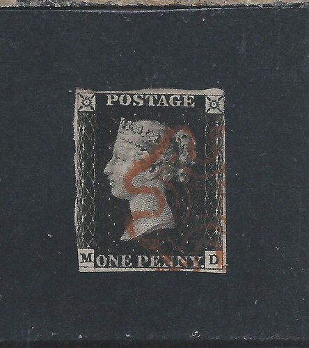 1840 black md plate - gb-qv, 1d