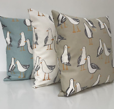 Seagull Cushion Cover DOUBLE SIDED Nautical Beach Coastal Bird Seaside Fabric