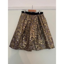 Marni at H&M collaboration jacquard pleated skirt gold purple UK 12