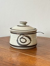 Vintage Abaty Pottery Of Wales , Studio Pottery Preserve Pot And Spoon. VGC
