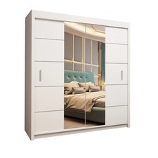 Oslo Modern Mirror Sliding door Wardrobe with LED Wardrobes for Bedroom
