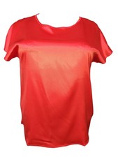 Red shiny satin short sleeved top blouse. 44"/46" bust. New size 18/20 UK.