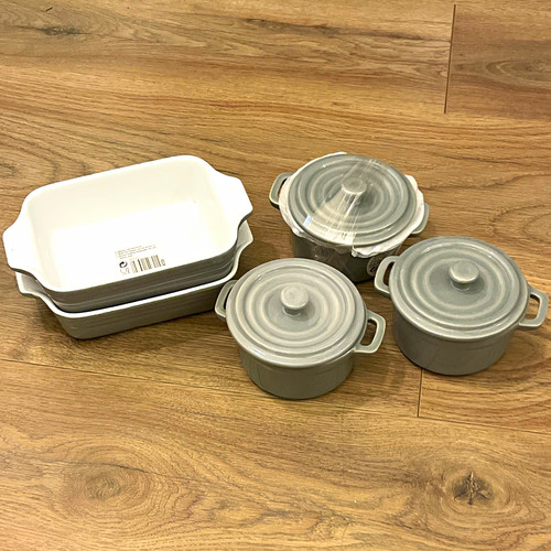 Grey ceramic casserole dish - grey, &