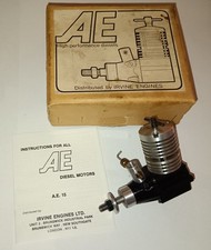 Rare 1990's British made AE 1.5cc model plane diesel engine new in it's box.