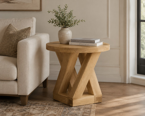 Round leg lamp table - round,