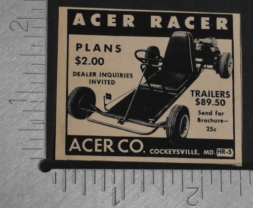 1960 print acer racer go - ad,