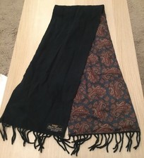 Vintage Sammy Reversible Scarf Fringed Paisley Lambswool 60s Mod Made in England