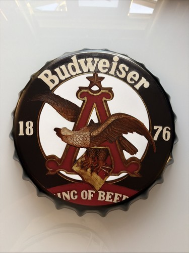 Budweiser tin bottle - bottle, cap