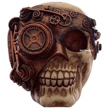 Steampunk Skull Gothic Ornament Sculpture Mechanical Cogs Gears Rivets Home Deco