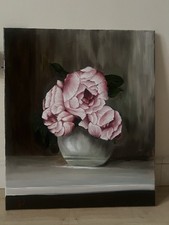 Original Oil Painting Flowers In Vase 50*60 Cm Pink Rose