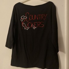 Size20 Ladies Slash Neck 3/4 Sleeve Country/Line Dance T-shirt. Stretch Material