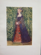 1907 PRINT ENGLISH COSTUME ~ A WOMAN OF THE TIME OF HENRY VIII ~ DRESS CUFF GOLD