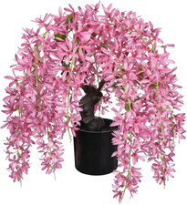 Artificial Flower Tree 13.8" Tall with Wisteria Flower and Realistic Wood Fake B