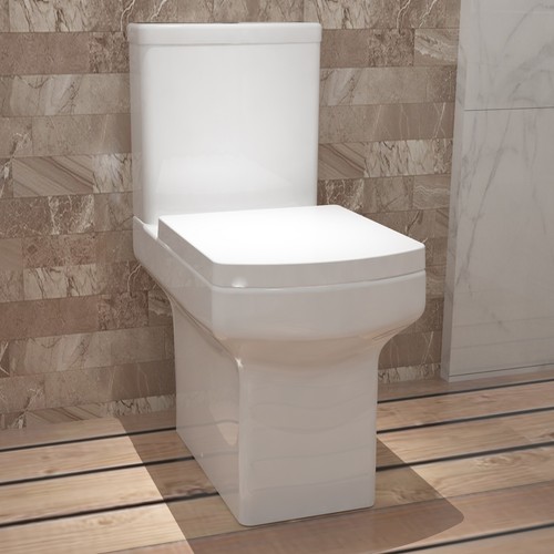 Close coupled toilet - coupled, white