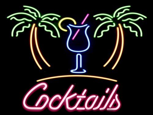 Cocktails neon print retro - cocktails,