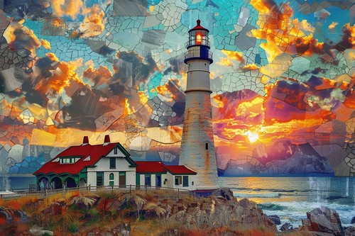 Lighthouse seascape canvas - lighthouse,