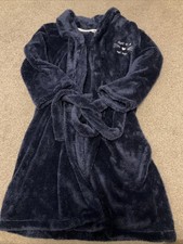 Women’s Dressing Gown Navy Blue Size S. Glitter. Cat Motif 