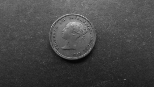 1843 half farthing - coin, high
