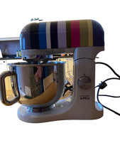 Kenwood Kmix KMX80 barcelona stripes mixer with 4 blade attachments.