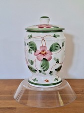 Floral Ceramic Storage Jar Pink Green Kitchen Bathroom Cottagecore Home Decor
