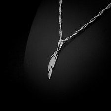 Unisex Stainless Steel Trendy Angel Wing Feather Pendant Necklace Jewellery Gift