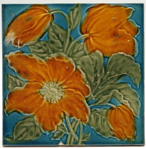 Art nouveau fireplace tile - art,